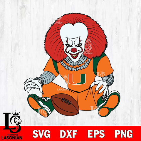 Miami Hurricanes Pennywise Horror Sport 6 Svg Eps Dxf Png File, Digital Download