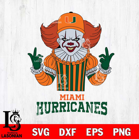 Miami Hurricanes Pennywise Horror Sport 8 Svg Eps Dxf Png File, Digital Download