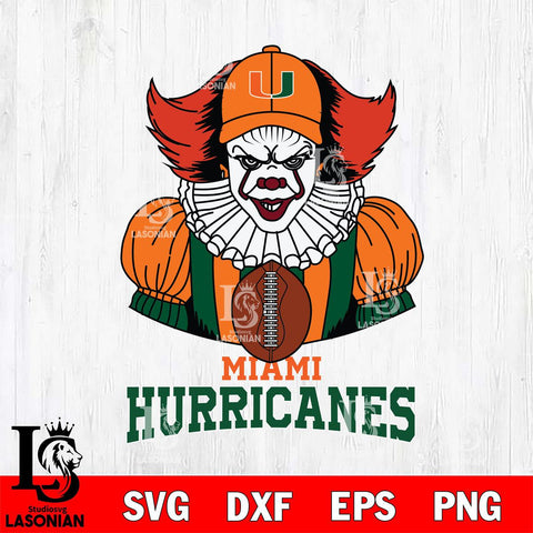 Miami Hurricanes Pennywise Horror Sport 9 Svg Eps Dxf Png File, Digital Download