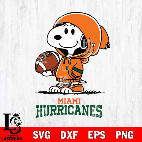 Miami Hurricanes Snoopy Football Svg Eps Dxf Png File, NCAA svg , Digital Download , Instant Download, Cricut File