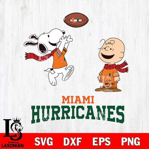 Miami Hurricanes Snoopy & Charlie Brown Football Cricut,Christmas SVG DXF EPS PNG FILE, NCAA Digital Download,Instant Download, Silhouette