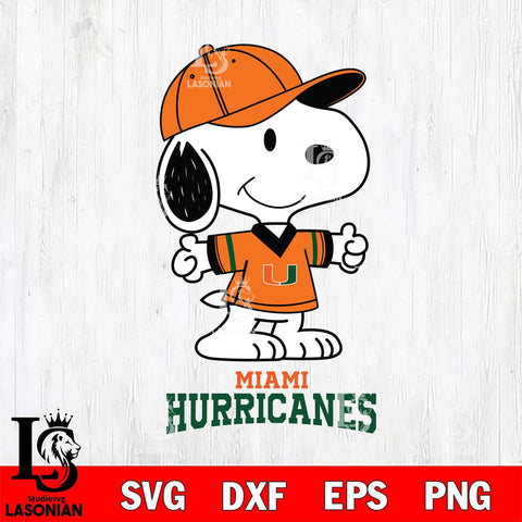 Miami Hurricanes Snoopy football SVG DXF EPS PNG FILE,Snoopy File Cut, NCAA Digital Download,Instant Download,Christmas Silhouette