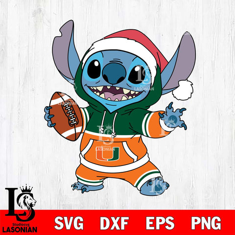 Miami Hurricanes Stitch Football Christmas File Cut, NCAA SVG DXF EPS PNG FILE, Digital Download , Criucut , Silhouette