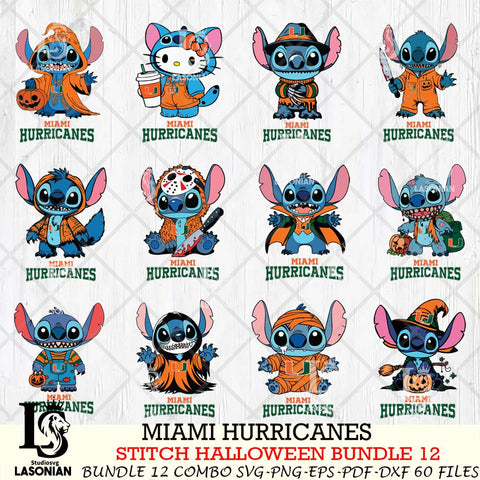 Miami Hurricanes Stitch Horror Bundle 12 SVG Svg Eps Dxf Png File, NCAA svg, Digital Download, Instant Download
