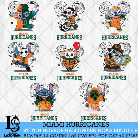 Miami Hurricanes Stitch Horror Halloween Bundle NCAA Svg Eps Dxf Png File, Digital Download, Instant Download