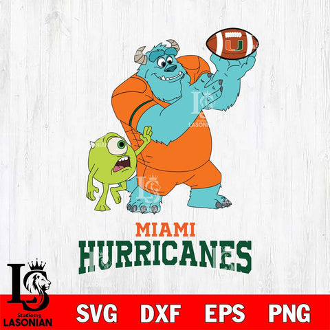 Miami Hurricanes Sully & Mike Football Cricut,Christmas SVG DXF EPS PNG FILE, NCAA Digital Download,Instant Download, Silhouette