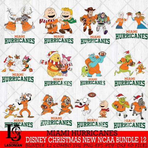 Miami Hurricanes  Disney Christmas New NCAA Bundle 12 Cricut,Christmas SVG DXF EPS PNG FILE, BUNDLE NCAA Digital Download,Instant Download, Silhouette