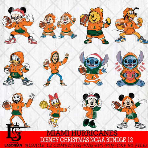 Miami Hurricanes  Disney christmas NCAA Bundle File Cut, Bundle NCAA SVG DXF EPS PNG FILE, Digital Download , Criucut , Silhouette
