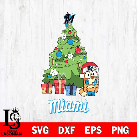 Miami Marlins Bluey Chilli Christmas Tree Svg Eps Dxf Png File, Digital Download