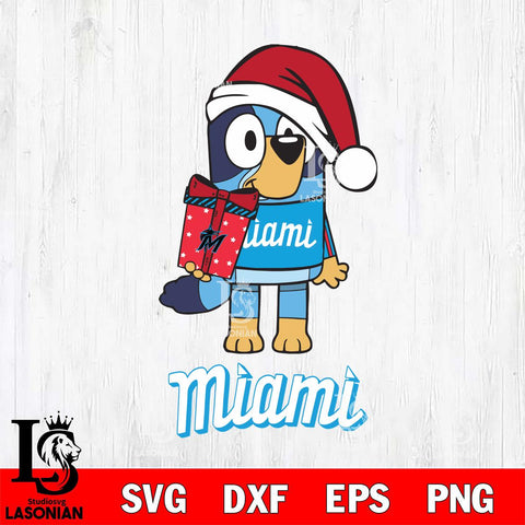 Miami Marlins Bluey Christmas Svg Eps Dxf Png File, Digital Download