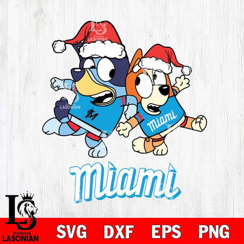 Miami Marlins Bluey Christmas Holiday Svg Eps Dxf Png File, Digital Download