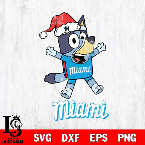 Miami Marlins Bluey Happy Christmas Svg Eps Dxf Png File, Digital Download
