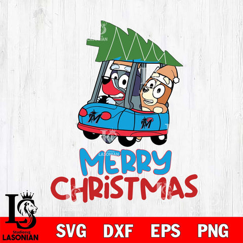 Miami Marlins Bluey Merry Christmas Svg Eps Dxf Png File, Digital Download
