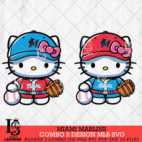 Miami Marlins Hello Kitty Bundle 2 SVG Svg Eps Dxf Png File, Digital Download, Instant Download