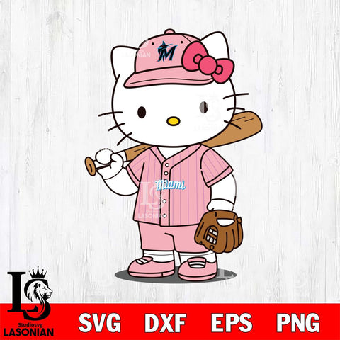 Miami Marlins Hello Kitty Pink Player SVG DXF EPS PNG FILE, MLB File Cut,Hello Kitty Digital Download,Instant Download, Silhouette