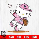 Miami Marlins Hello Kitty pink Throws the baseball SVG DXF EPS PNG FILE, MLB File Cut,Hello Kitty Digital Download,Instant Download, Silhouette