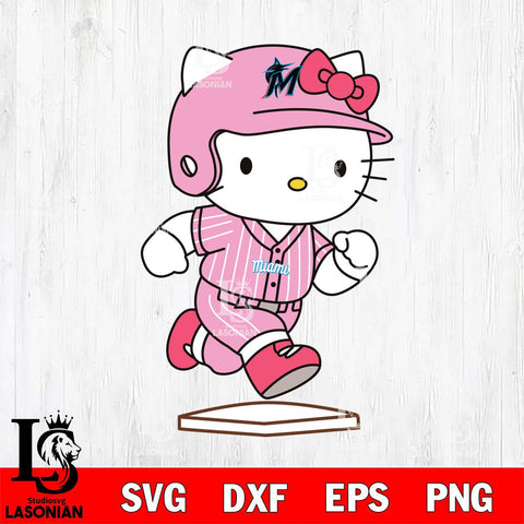 Miami Marlins Hello Kitty slide base SVG DXF EPS PNG FILE, MLB File Cut,Hello Kitty Digital Download,Instant Download, Silhouette