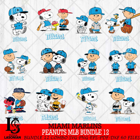 Miami Marlins Peanuts MLB Bundle 12 Svg Eps Dxf Png File,Bundle MLB File Cut,Digital Download,Instant Download,MLB Svg Files