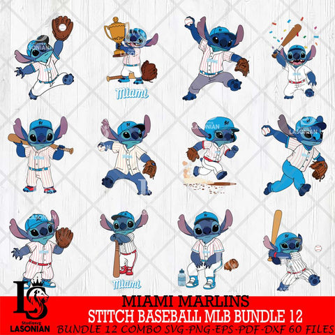 Miami Marlins Stitch Baseball MLB Bundle 12 SVG DXF EPS PNG FILE, bundle MLB File Cut, Digital Download,Instant Download, Silhouette, Cricut