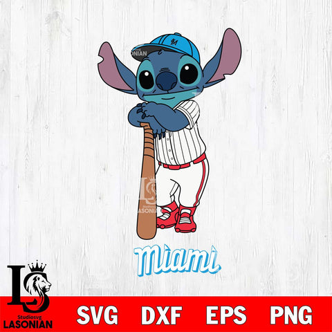 Miami Marlins Stitch Baseball bat SVG DXF EPS PNG FILE, MLB File Cut, Digital Download,Instant Download, Silhouette, Stitch Cricut