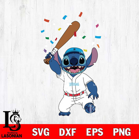 Miami Marlins Stitch baseball celebrate SVG DXF EPS PNG FILE, MLB File Cut, Digital Download,Instant Download, Silhouette, Stitch Cricut