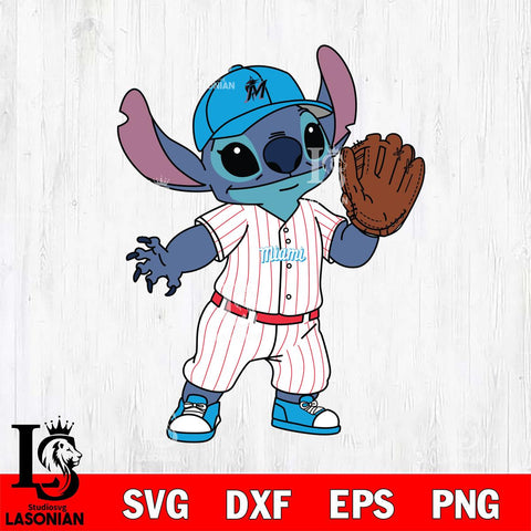 Miami Marlins Stitch baseball cute SVG DXF EPS PNG FILE, MLB File Cut, Digital Download,Instant Download, Silhouette, Stitch Cricut