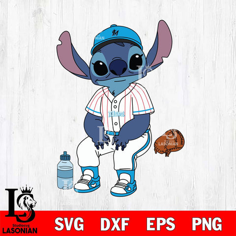 Miami Marlins Stitch resting SVG DXF EPS PNG FILE, MLB File Cut, Digital Download,Instant Download, Silhouette, Stitch Cricut
