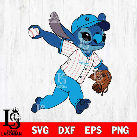 Miami Marlins Stitch throw the ball SVG DXF EPS PNG FILE, MLB File Cut, Digital Download,Instant Download, Silhouette, Stitch Cricut