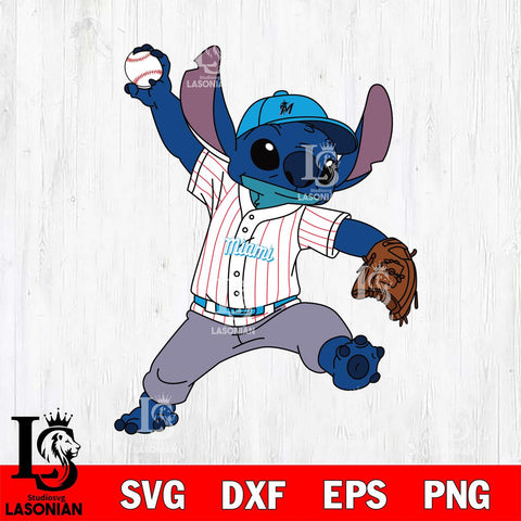 Miami Marlins Stitch throws ball SVG DXF EPS PNG FILE, MLB File Cut, Digital Download,Instant Download, Silhouette, Stitch Cricut