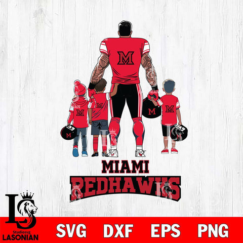 Miami RedHawks 4 Father and son Rugby SVG DXF EPS PNG FILE,NCAA SVG, Father day Digital Download,Instant Download, Silhouette