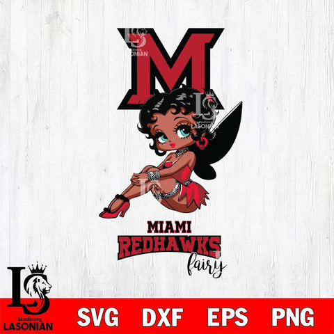 Miami RedHawks Beauty Black Fairy Betty Boop, Svg Eps Dxf Png File, Digital Download