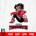 Miami RedHawks Betty Boop Black Fan Girl Svg Eps Dxf Png File, Digital Download, Instant Download