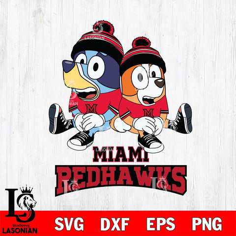 Miami RedHawks Bluey & Bingo 8 Svg Eps Dxf Png File, NCAA svg, Digital Download, Instant Download