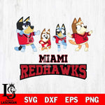 Miami RedHawks Bluey Dance Mode Squats Svg Eps Dxf Png File, Digital Download, Instant Download