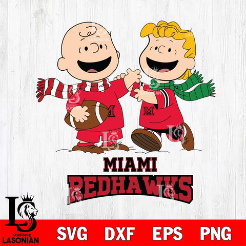 Miami RedHawks Charlie Brown & Linus Football Cricut,Christmas SVG DXF EPS PNG FILE, NCAA Digital Download,Instant Download, Silhouette