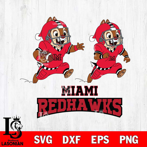 Miami RedHawks Chip & Dale Football Cricut,Christmas SVG DXF EPS PNG FILE, NCAA Digital Download,Instant Download, Silhouette