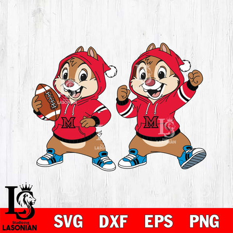 Miami RedHawks Chip và Dale Football File Cut, NCAA SVG DXF EPS PNG FILE, Digital Download , Criucut , Silhouette