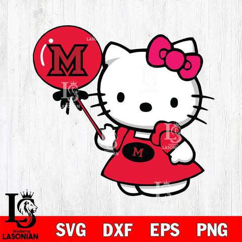 Miami RedHawks Cute Hello Kitty 2 Svg Eps Dxf Png File, Digital Download, Instant Download