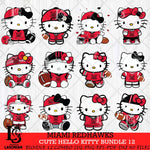 Miami RedHawks Cute Hello Kitty Bundle 12 SVG Eps Dxf Png File, NCAA Bundle svg, Digital Download, Instant Download