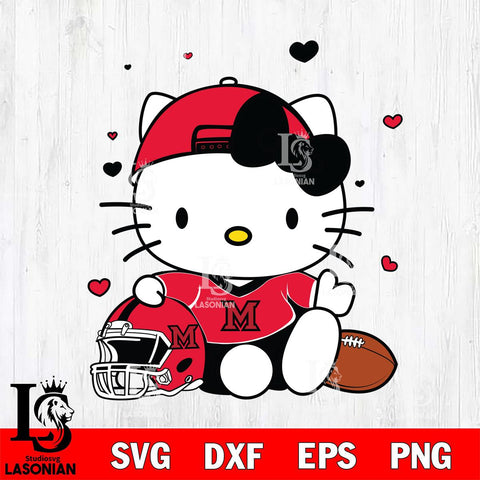 Miami RedHawks Cute Hello Kitty Football Svg Eps Dxf Png File, NCAA svg, Digital Download, Instant Download