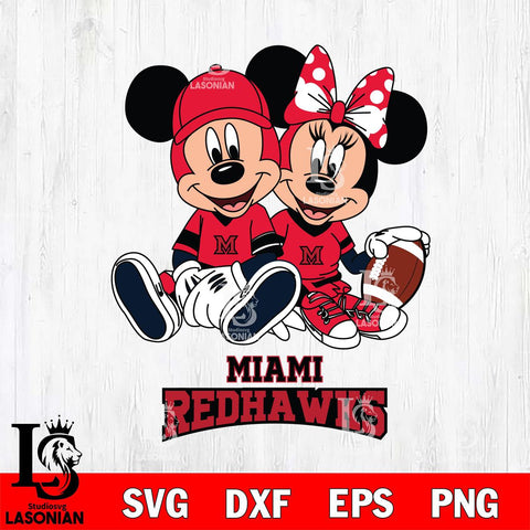 Miami RedHawks Disney Mickey And Minnie Football Svg Eps Dxf Png File, NCAA svg , Digital Download , Instant Download, Cricut File