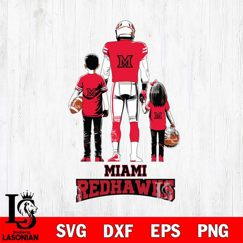 Miami RedHawks Father And Child Football SVG DXF EPS PNG FILE,NCAA SVG, Father day Digital Download,Instant Download, Silhouette
