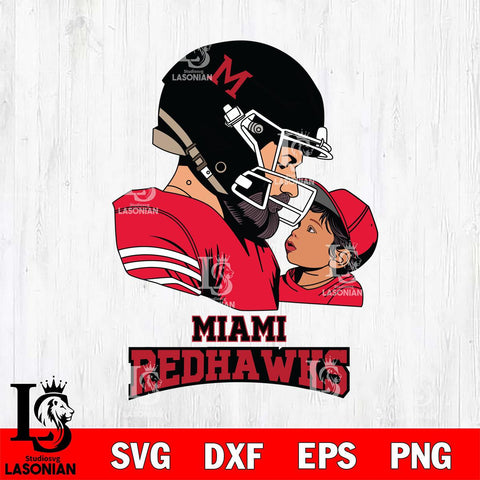 Miami RedHawks Father And Child Rugby SVG DXF EPS PNG FILE,NCAA SVG, Father day Digital Download,Instant Download, Silhouette