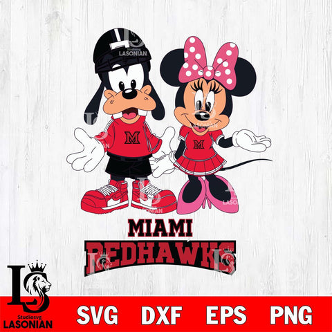 Miami RedHawks Goofy and Minnie mouse Football SVG DXF EPS PNG FILE,NCAA svg ,Football Digital Download,Instant Download, Silhouette