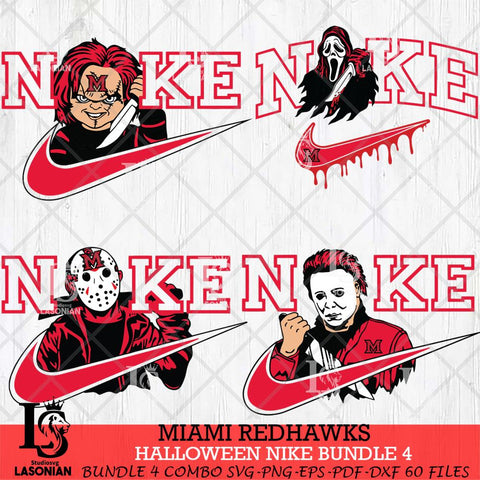 Miami RedHawks Halloween Nike NCAA Bundle 4 Svg Eps Dxf Png File, Digital Download, Instant Download