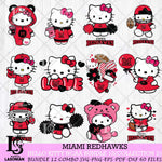 Miami RedHawks Hello Kitty Bundle 12 SVG Svg Eps Dxf Png File, Digital Download, Instant Download