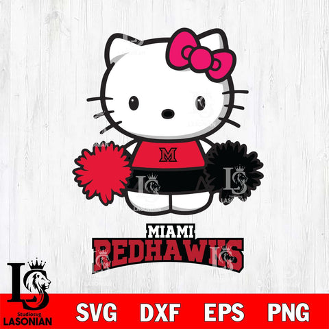Miami RedHawks Hello Kitty Cheerleader 2 Svg Eps Dxf Png File, Digital Download, Instant Download