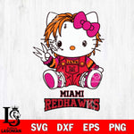 Miami RedHawks Hello Kitty Horror Svg Eps Dxf Png File, Digital Download