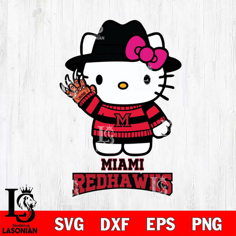 Miami RedHawks Hello Kitty Horror 6 Svg Eps Dxf Png File, Digital Download