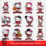 Miami RedHawks Hello Kitty Horror NCAA Bundle 12 SVG Svg Eps Dxf Png File, Digital Download